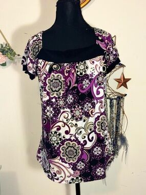 ✨ Vintage Y2K Purple Floral Top ✨